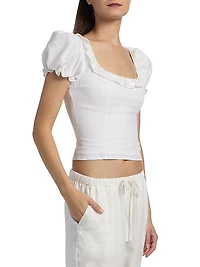 Alice Embroidered-Linen Top