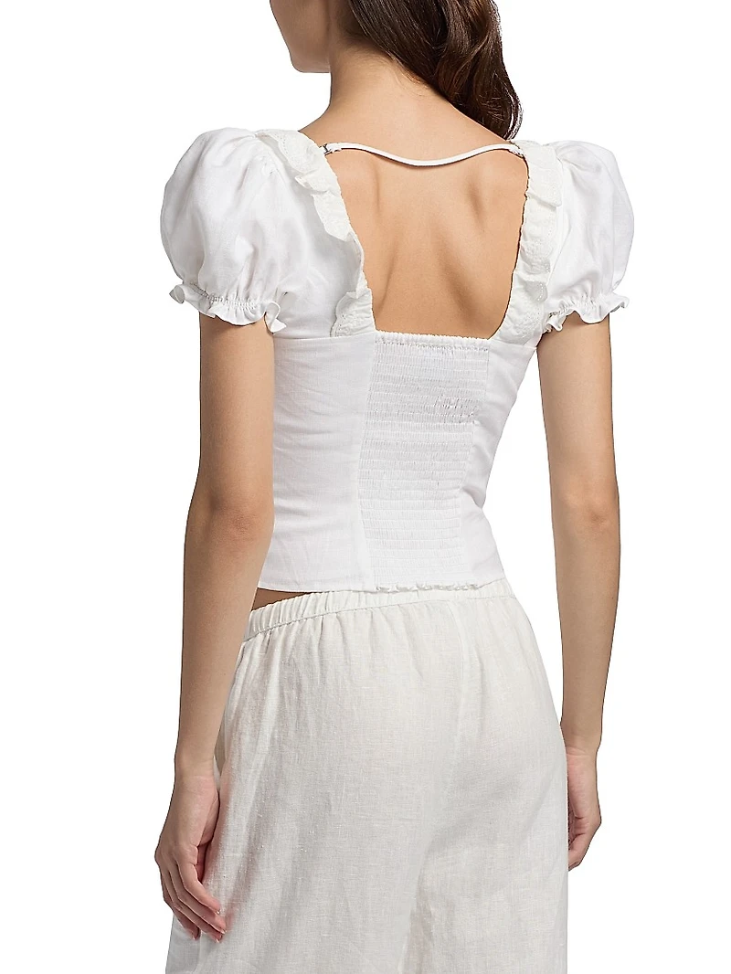 Alice Embroidered-Linen Top