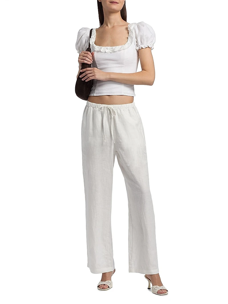 Alice Embroidered-Linen Top