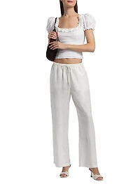 Alice Embroidered-Linen Top