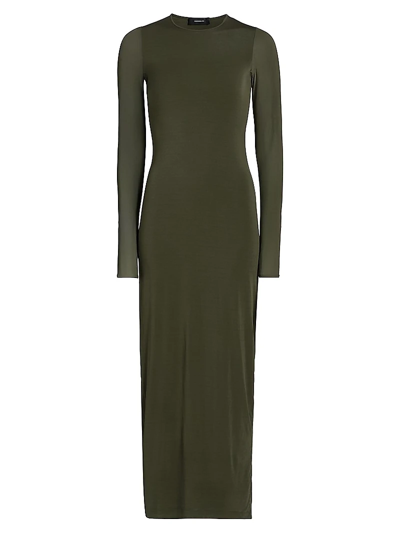 Sheer Long-Sleeve Maxi Dress