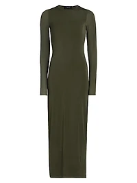Sheer Long-Sleeve Maxi Dress