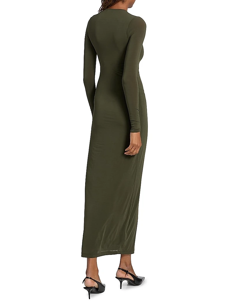 Sheer Long-Sleeve Maxi Dress