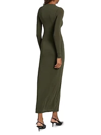 Sheer Long-Sleeve Maxi Dress