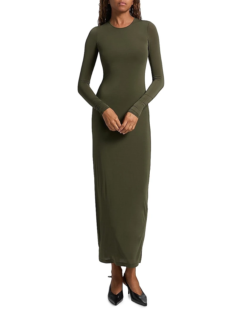 Sheer Long-Sleeve Maxi Dress