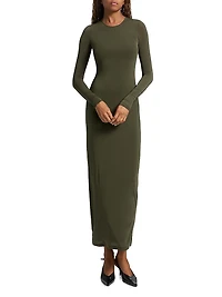 Sheer Long-Sleeve Maxi Dress
