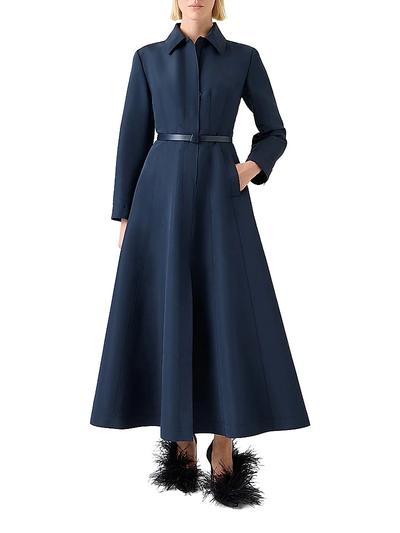Ottoman Silk Belted Shirtdress
