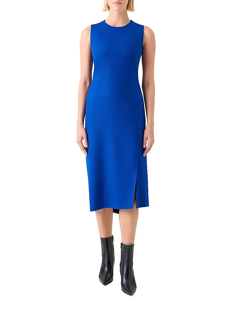 Double-Face Wool Flannel Midi-Dress