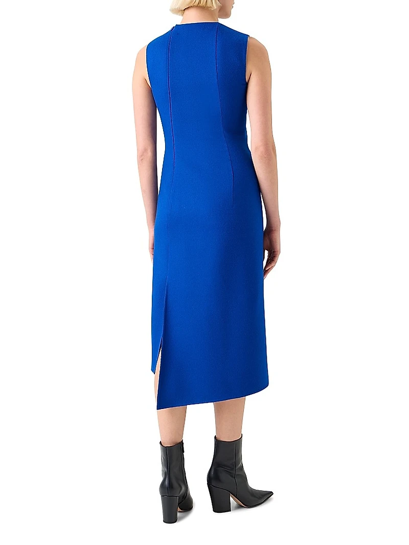 Double-Face Wool Flannel Midi-Dress