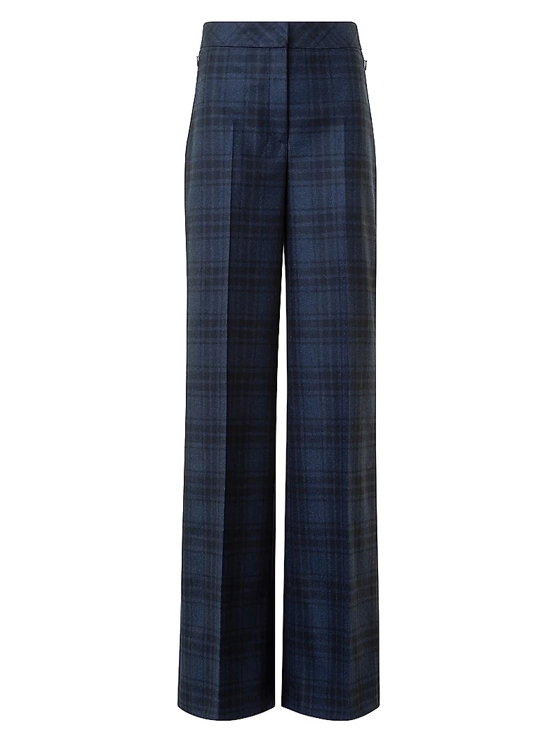 Fior Plaid Flannel Wide-Leg Pants