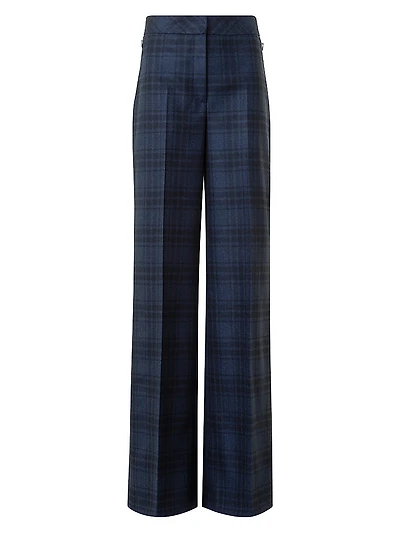 Fior Plaid Flannel Wide-Leg Pants