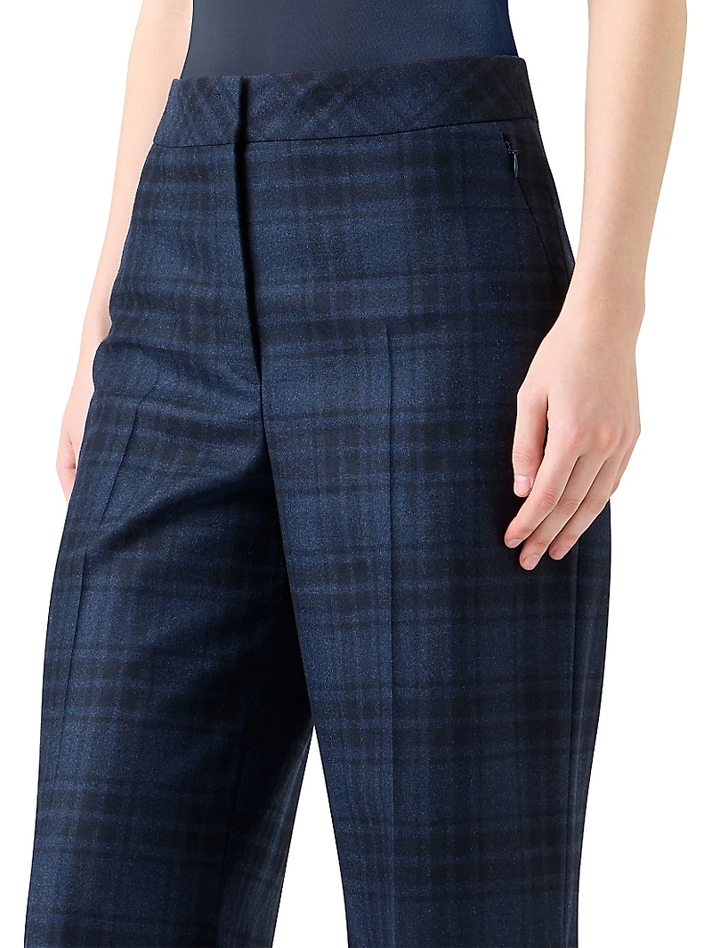 Fior Plaid Flannel Wide-Leg Pants