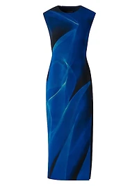 Printed Virgin-Wool Midi-Dress