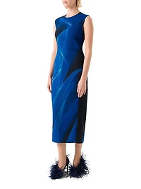 Printed Virgin-Wool Midi-Dress