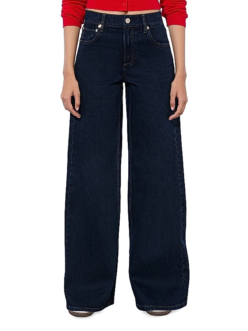 Trish Stretch Mid-Rise Wide-Leg Jeans