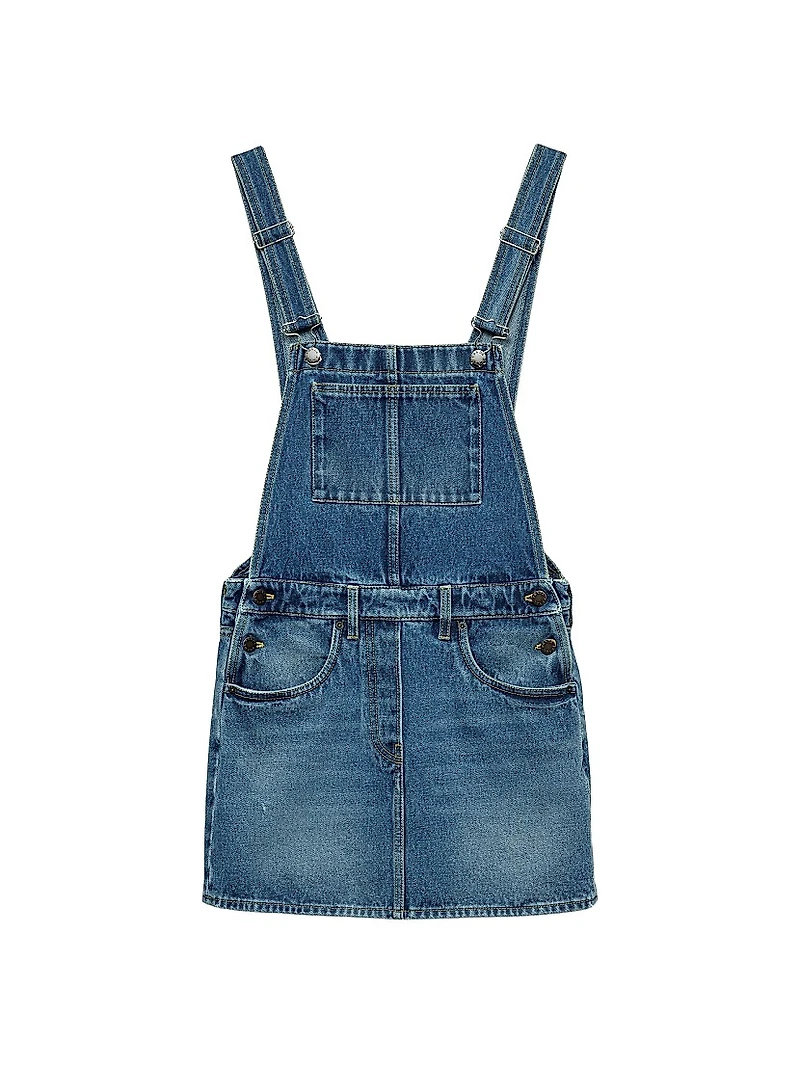 Denim Bib Overall Mini-Dress