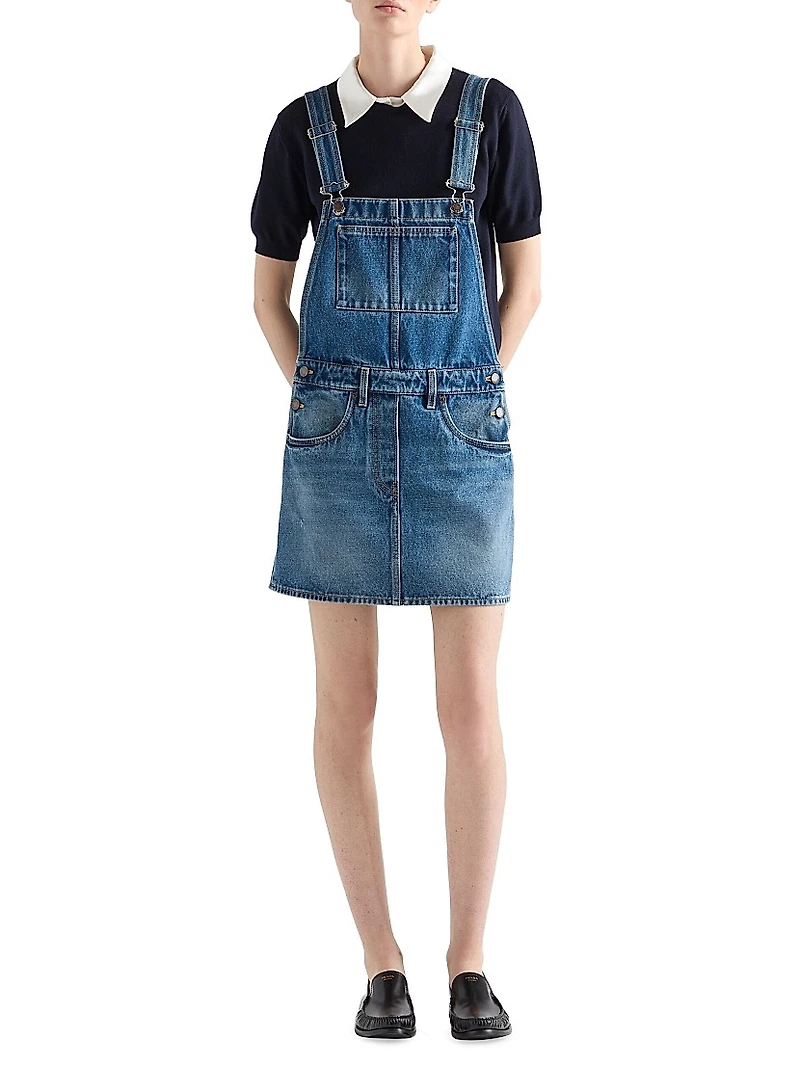 Denim Bib Overall Mini-Dress