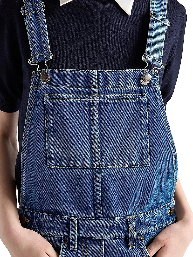 Denim Bib Overall Mini-Dress