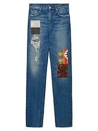 LOEWE x Paula's Ibiza Patchwork Straight-Leg Jeans