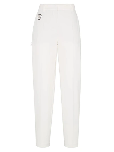 Stretch Cotton Cover High Waist Cigarette Trousers