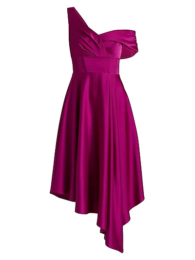 Mirielle Satin Asymmetric Cocktail Dress