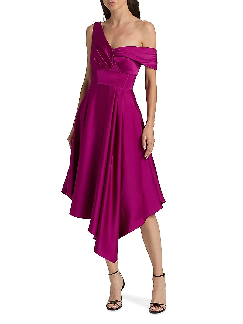 Mirielle Satin Asymmetric Cocktail Dress
