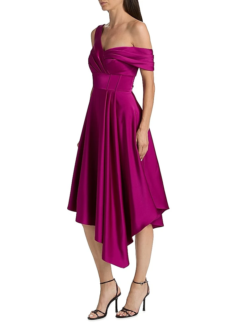 Mirielle Satin Asymmetric Cocktail Dress
