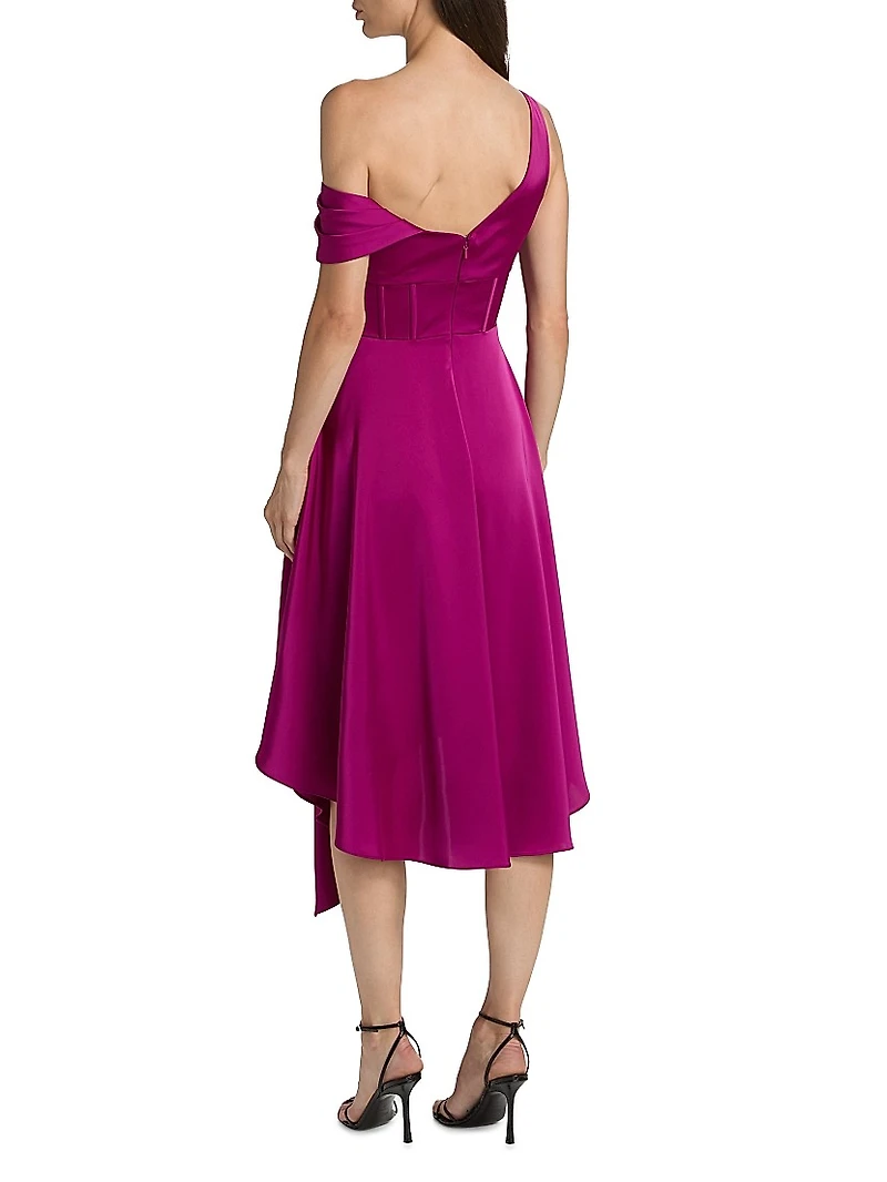 Mirielle Satin Asymmetric Cocktail Dress