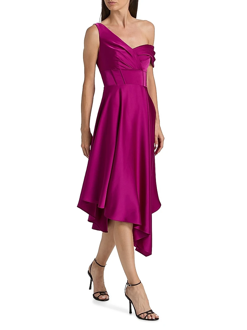 Mirielle Satin Asymmetric Cocktail Dress