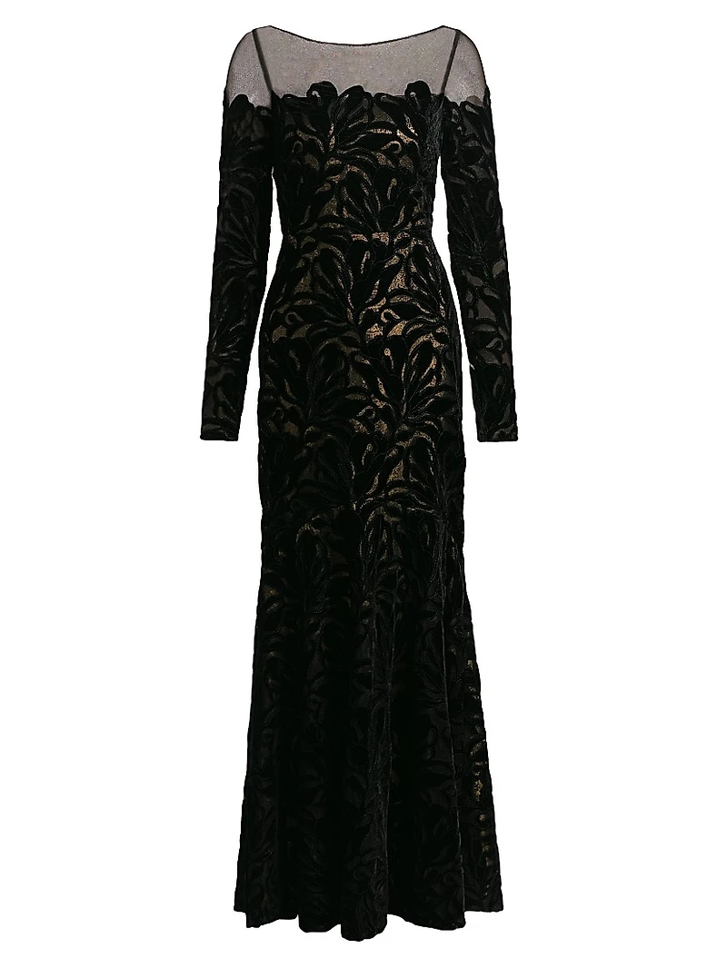 Velvet Lace Fit & Flare Gown