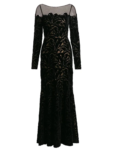 Velvet Lace Fit & Flare Gown