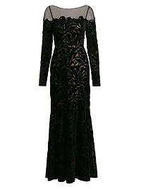 Velvet Lace Fit & Flare Gown