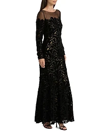 Velvet Lace Fit & Flare Gown