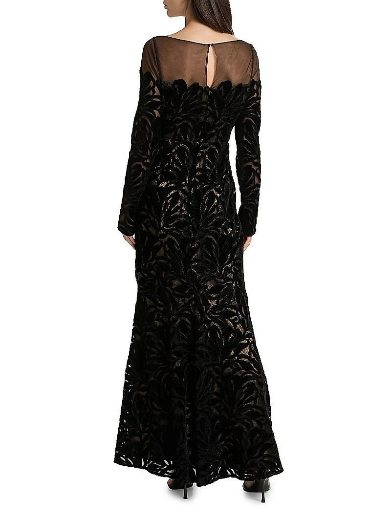 Velvet Lace Fit & Flare Gown
