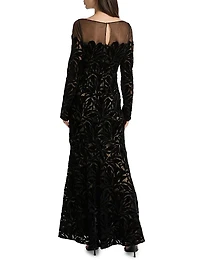 Velvet Lace Fit & Flare Gown