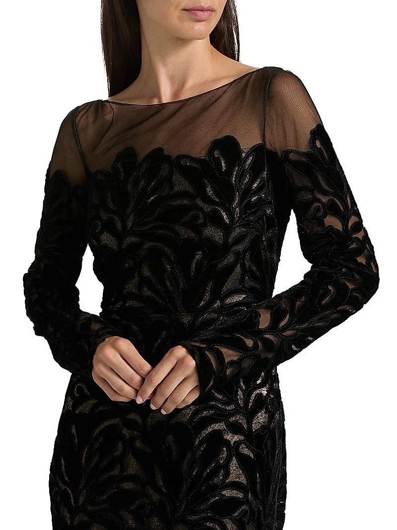 Velvet Lace Fit & Flare Gown