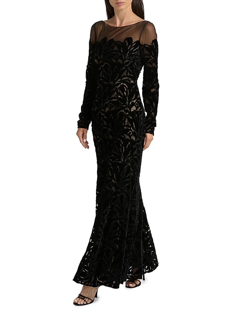 Velvet Lace Fit & Flare Gown
