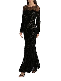 Velvet Lace Fit & Flare Gown