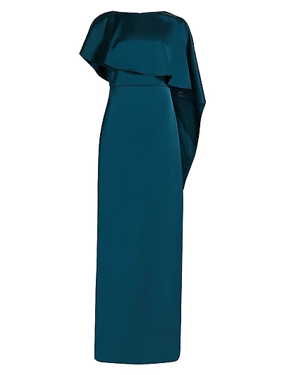Karis Asymmetric Cape Column Gown