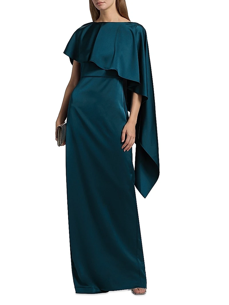 Karis Asymmetric Cape Column Gown