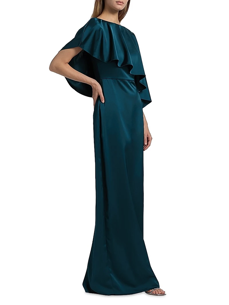 Karis Asymmetric Cape Column Gown