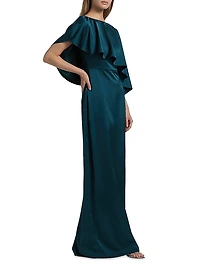 Karis Asymmetric Cape Column Gown
