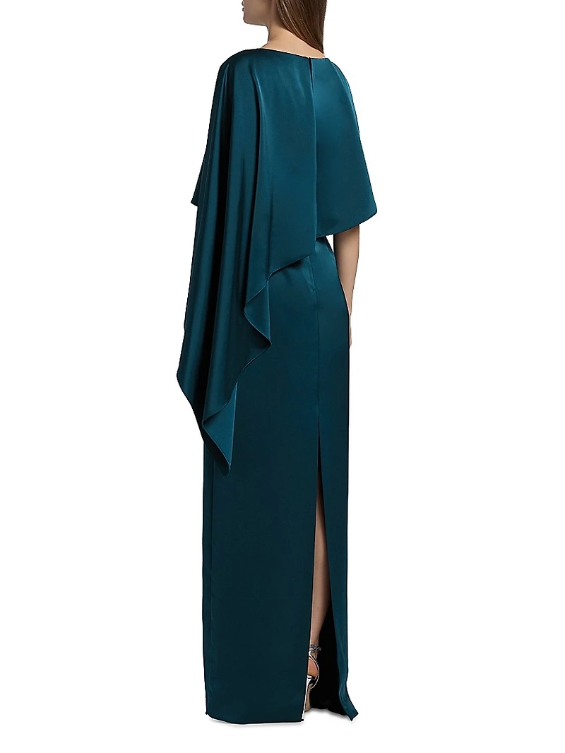 Karis Asymmetric Cape Column Gown
