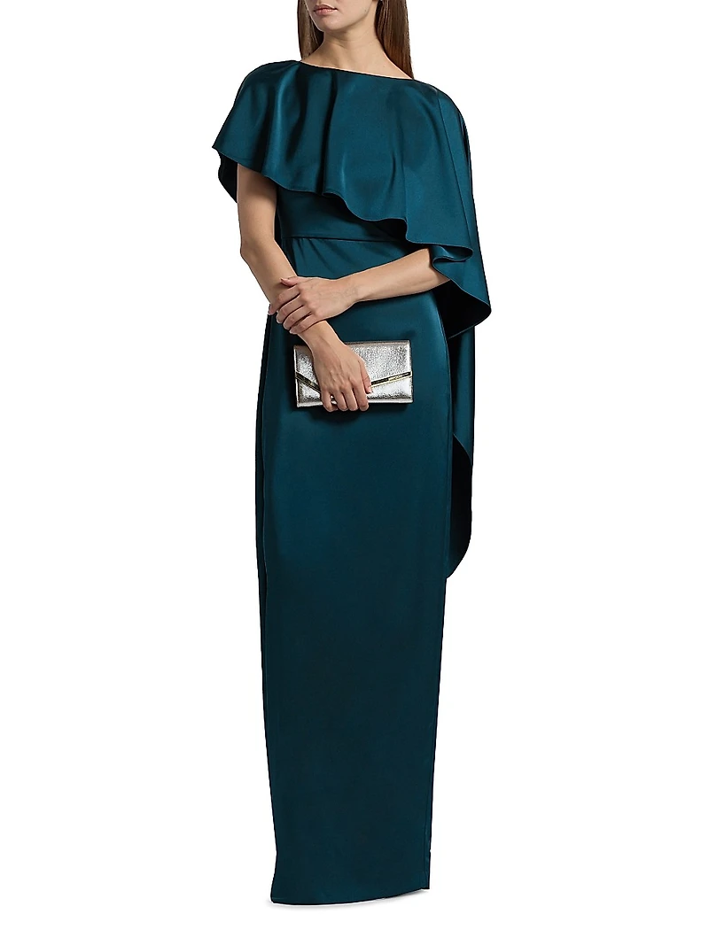 Karis Asymmetric Cape Column Gown