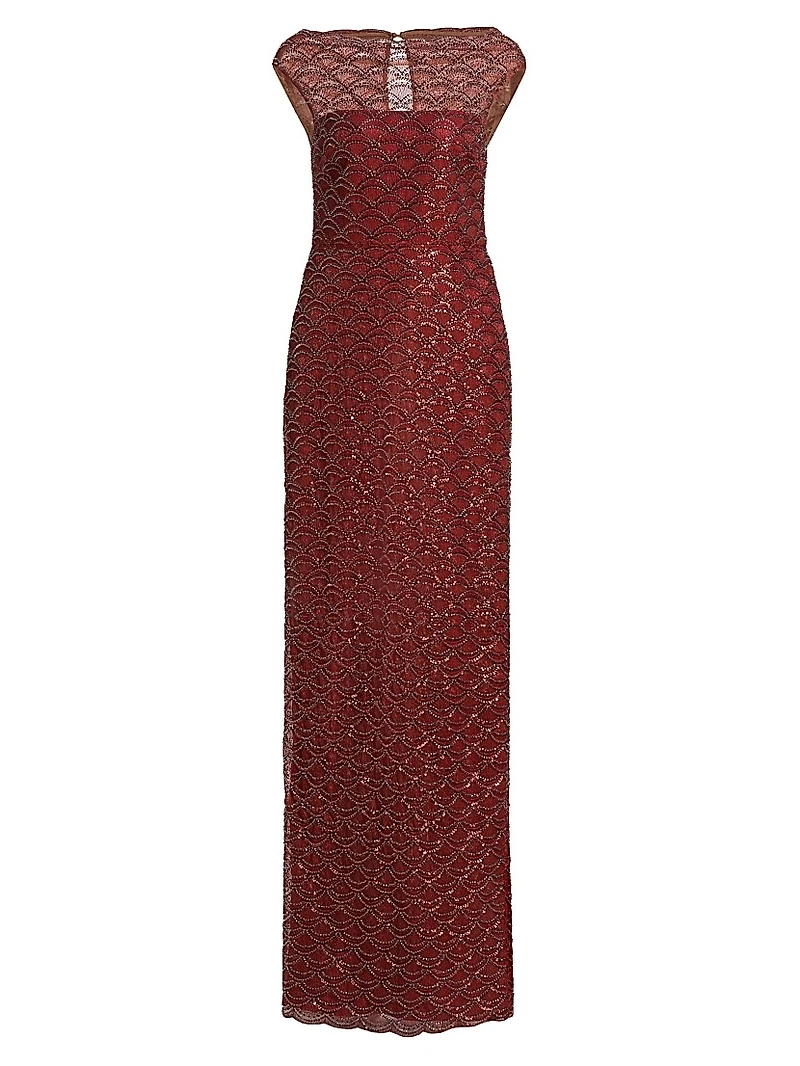 Aura Beaded Column Gown