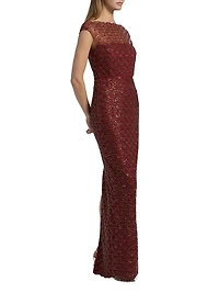 Aura Beaded Column Gown