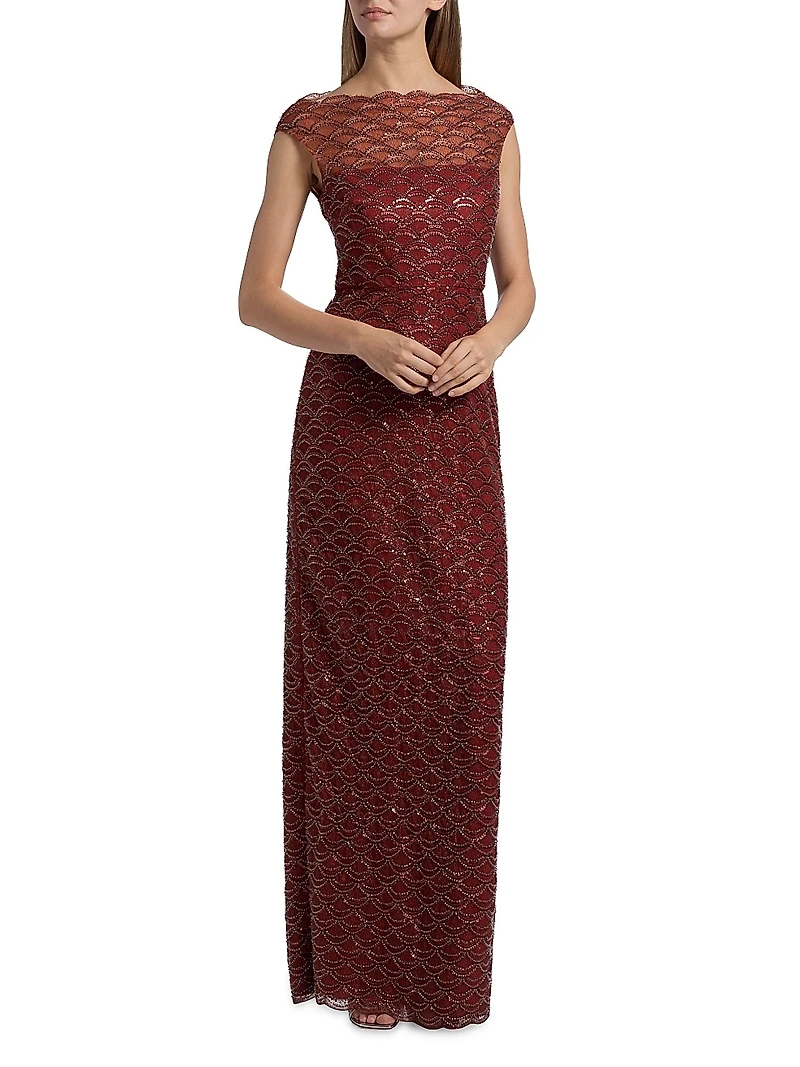 Aura Beaded Column Gown