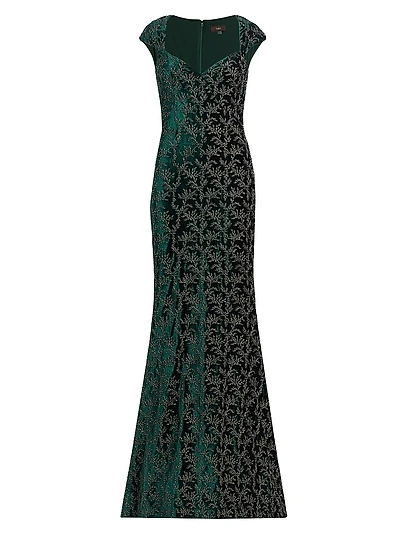 Zoelle Beaded Velvet Fit-&-Flare Gown