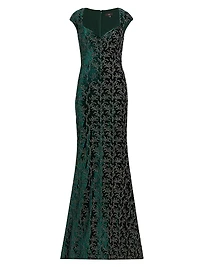 Zoelle Beaded Velvet Fit-&-Flare Gown