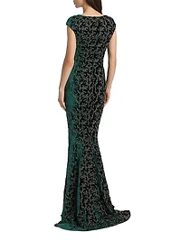 Zoelle Beaded Velvet Fit-&-Flare Gown